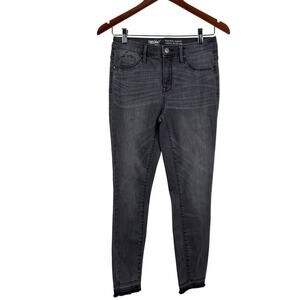 Mossimo High Rise Power Stretch Black‎ Wash Raw Hem Jeggings